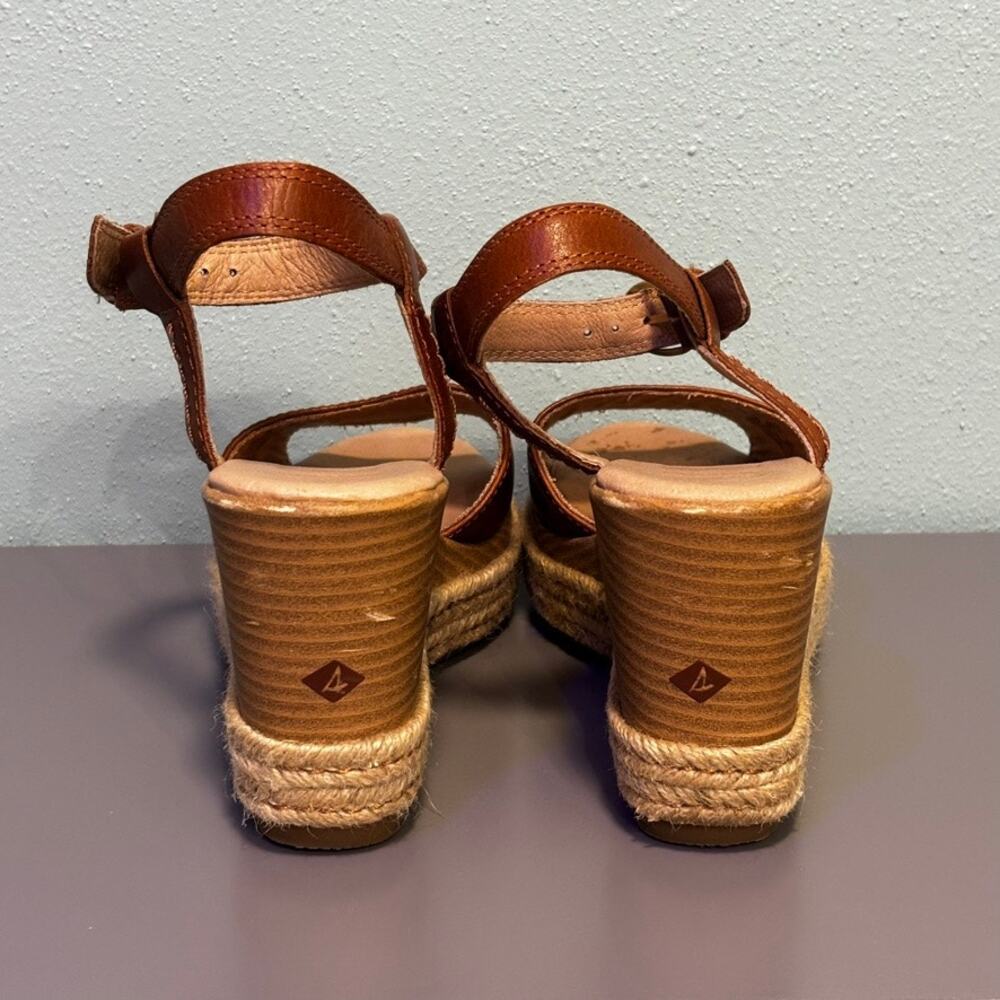 Sperry Fairwater Plushwave Wedge Espadrille Sandals Women's Size 7.5 Tan Leather - Picture 5 of 9